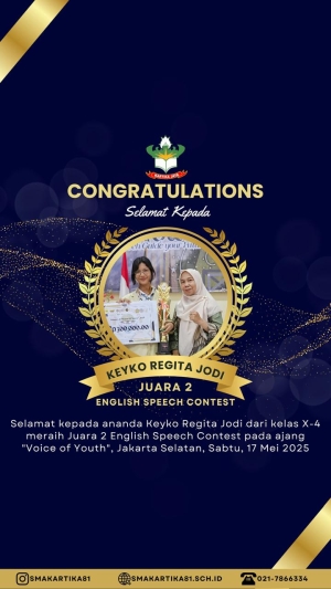 KEYKO REGITA JODI - JUARA 2 ENGLISH SPEECH CONTEST