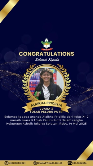 ALAIKHA PRICILLIA - JUARA 3 TOLAK PELURU PUTRI