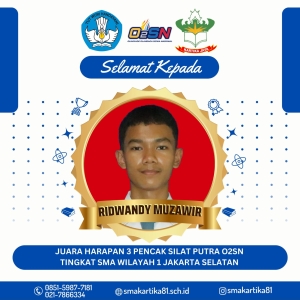 RIDWANDY MUZAWIR - JUARA HARAPAN 3 PENCAK SILAT PUTRA OLIMPIADE OLAHRAGA SISWA NASIONAL (O2SN) TINGKAT KOTA JAKARTA SELATAN 1