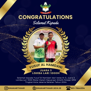 YUSUF AL HAMDANI - JUARA 3 LOMBA LARI 1.000m KEJUARAAN ATLETIK TINGKAT SMA JAKARTA SELATAN
